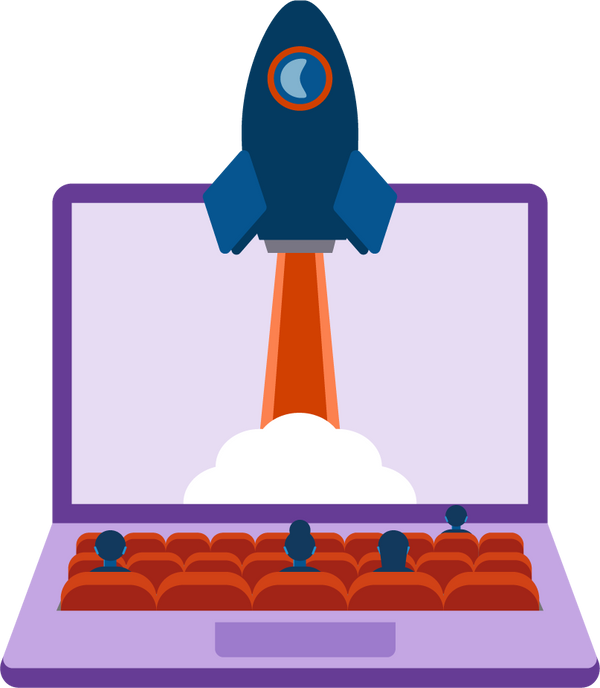 Rocket launching from laptop.